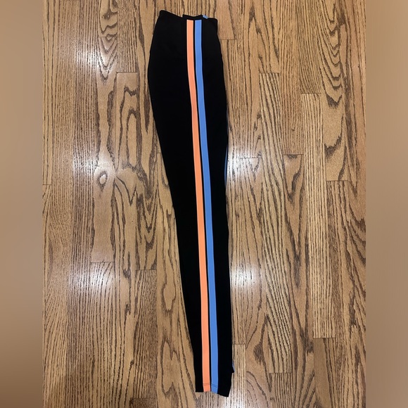 Splits59 Black Leggings with Orange and Blue Stripes - Picture 1 of 4